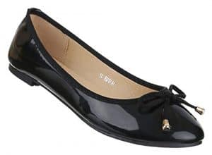 Damen-Schuhe Ballerinas | elegante Slipper mit Schleife in Schwarz und Größe 39 | Schuhcity24 | Loafers in Glanz Leder-Optik
